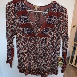 Lucky Brand Boho Button Top